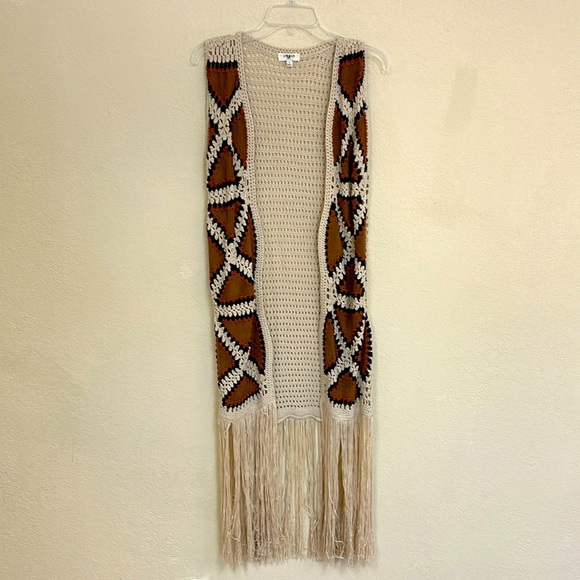 Umgee Jackets & Blazers - Umgee womans vegan leather boho patchwork fringe vest size S